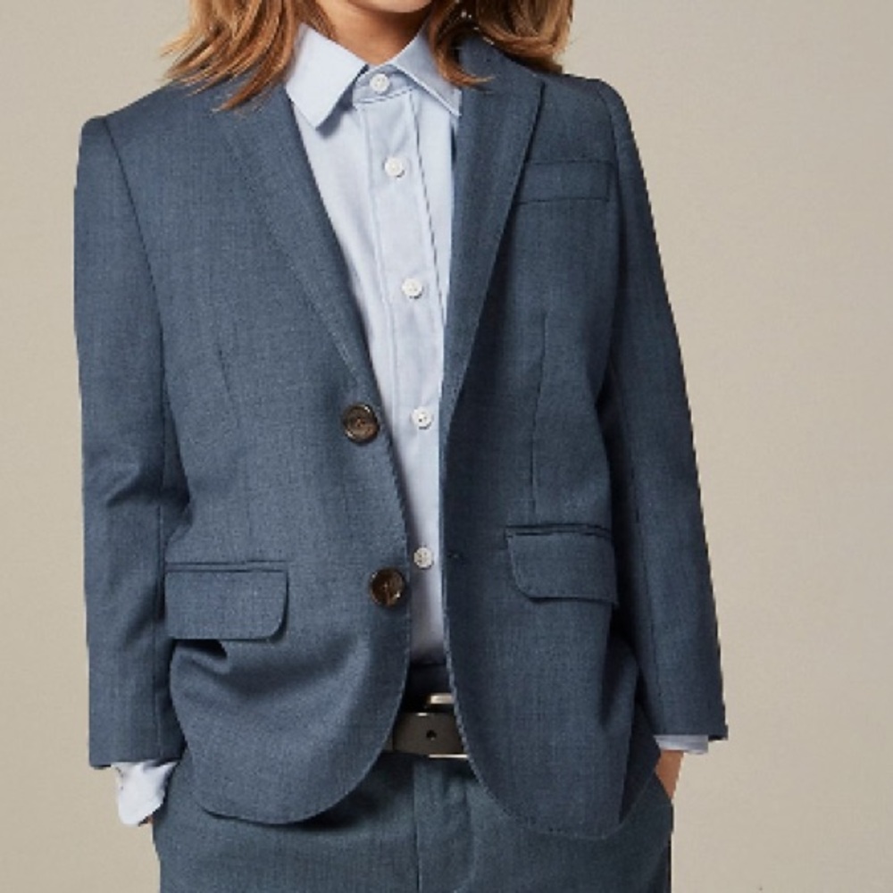 J. Crew Crewcuts Ludlow Blazer Boys 14 Blue Tollegno 1900 Italian Wool Stretch